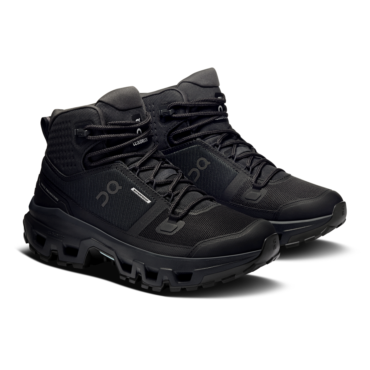 On Running Women's Cloudrock Mid Waterproof Shoes - Black / Black