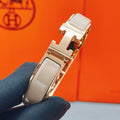 Hermès Gray Leather Bracelet with Rose Gold Details